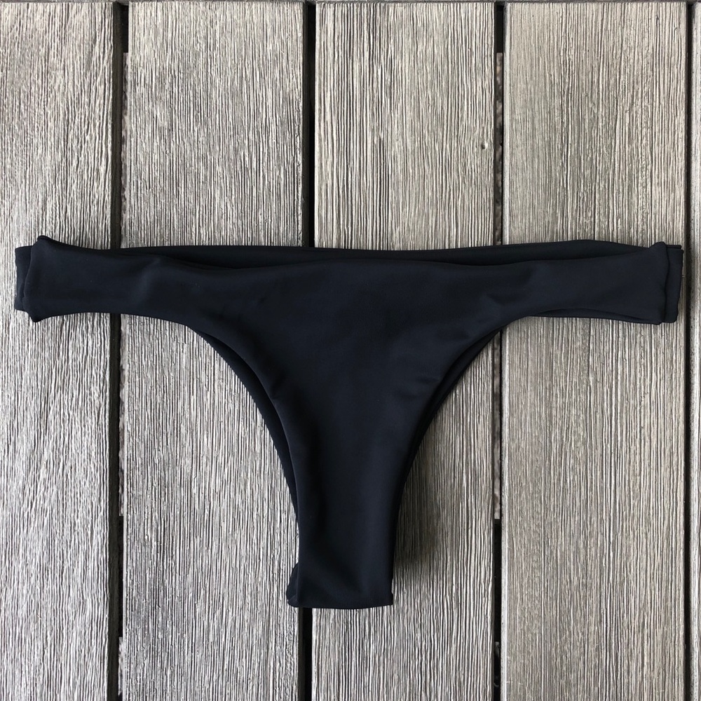 Simple Black Bikini Thong Bottoms